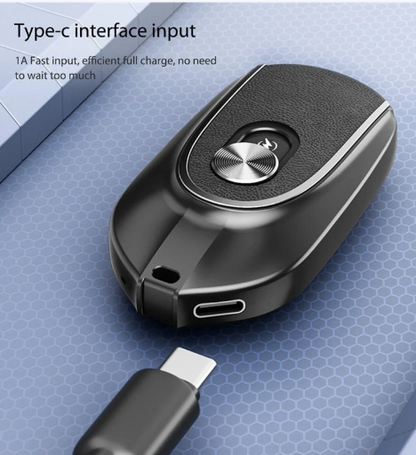 2 In 1 Mini Keychain Power Bank Keyring Hanging Buckle 2 Output Interfaces 5V 1200MAH Backup Power Bank Retractable Plug Waterproof Phone Charging Accessories