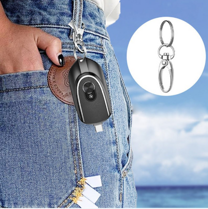 2 In 1 Mini Keychain Power Bank Keyring Hanging Buckle 2 Output Interfaces 5V 1200MAH Backup Power Bank Retractable Plug Waterproof Phone Charging Accessories