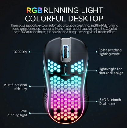 SA-1 Dual Mode Honeycomb Shell RGB Wireless Bluetooth Computer Gaming Mouse