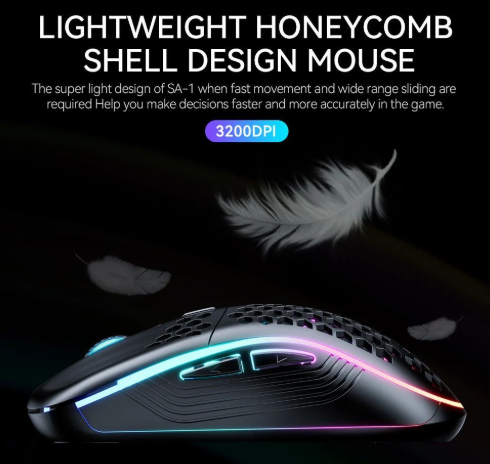SA-1 Dual Mode Honeycomb Shell RGB Wireless Bluetooth Computer Gaming Mouse